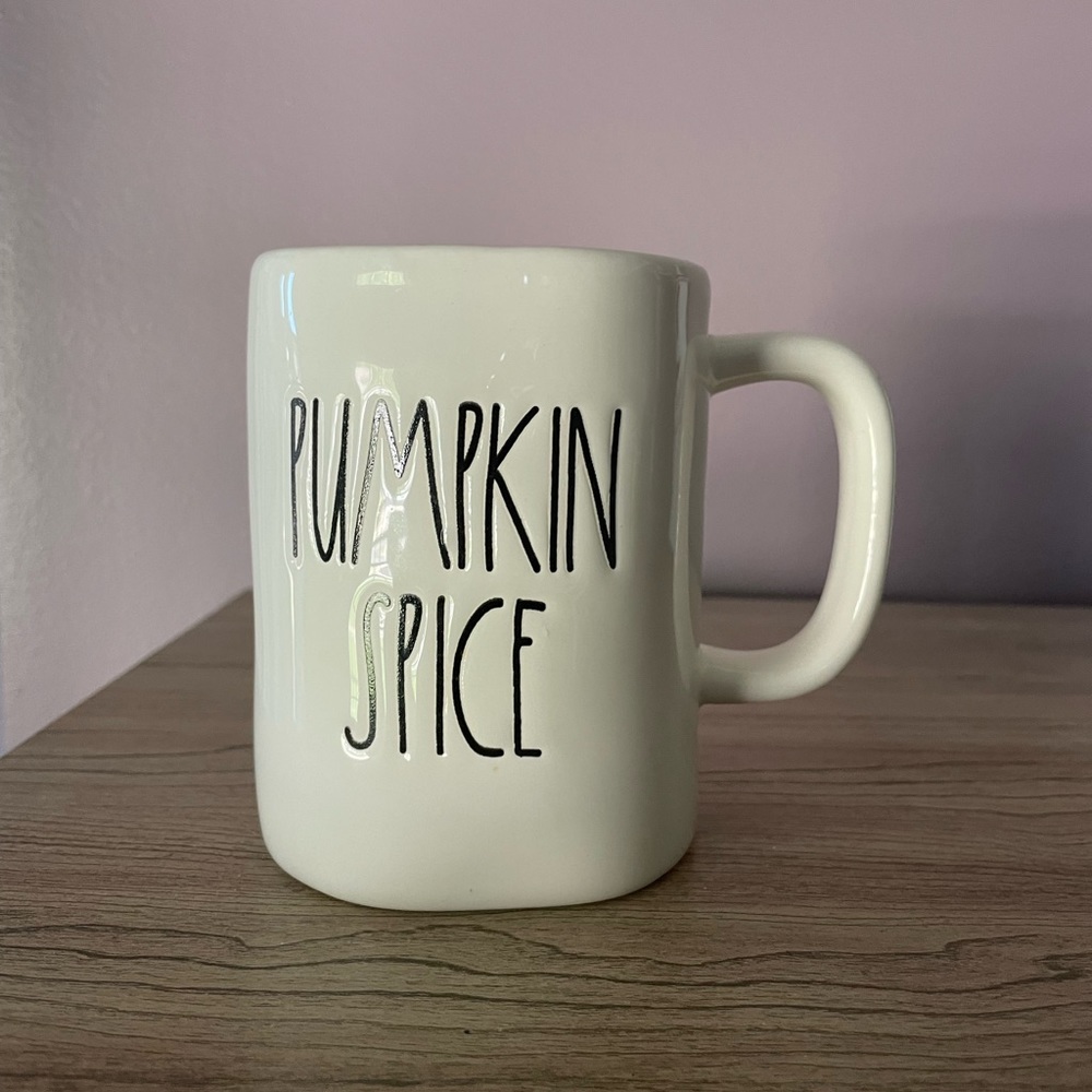 RAE DUNN “PUMPKIN SPICE” MUG WITH BLACK HEART